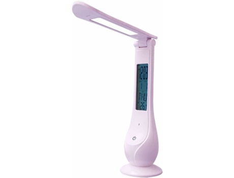 Lámpara de escritorio LED ajustable y portátil con puerto USB y calendario (rosa)