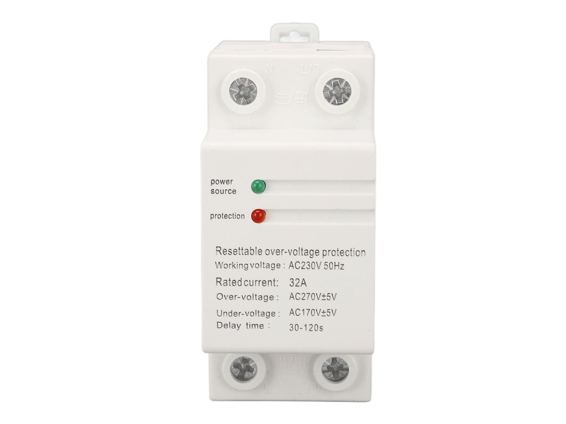 Protector De Sobretensión Y Baja Tensión Ac230v 50hz Con Auto-reseteo Montaje Din Rail Entrada Superior Salida Inferior 32a