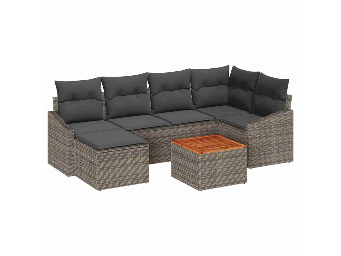 Conjunto de sofá de jardín de 7 piezas de mimbre gris EXCLUSIVO DE LA CASA
