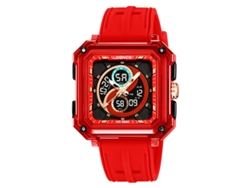 Reloj Deportivo Electrónico (rojo), Cronógrafo Cuadrado Elegante E Impermeable Para Estudiantes Con Acabado Luminoso.