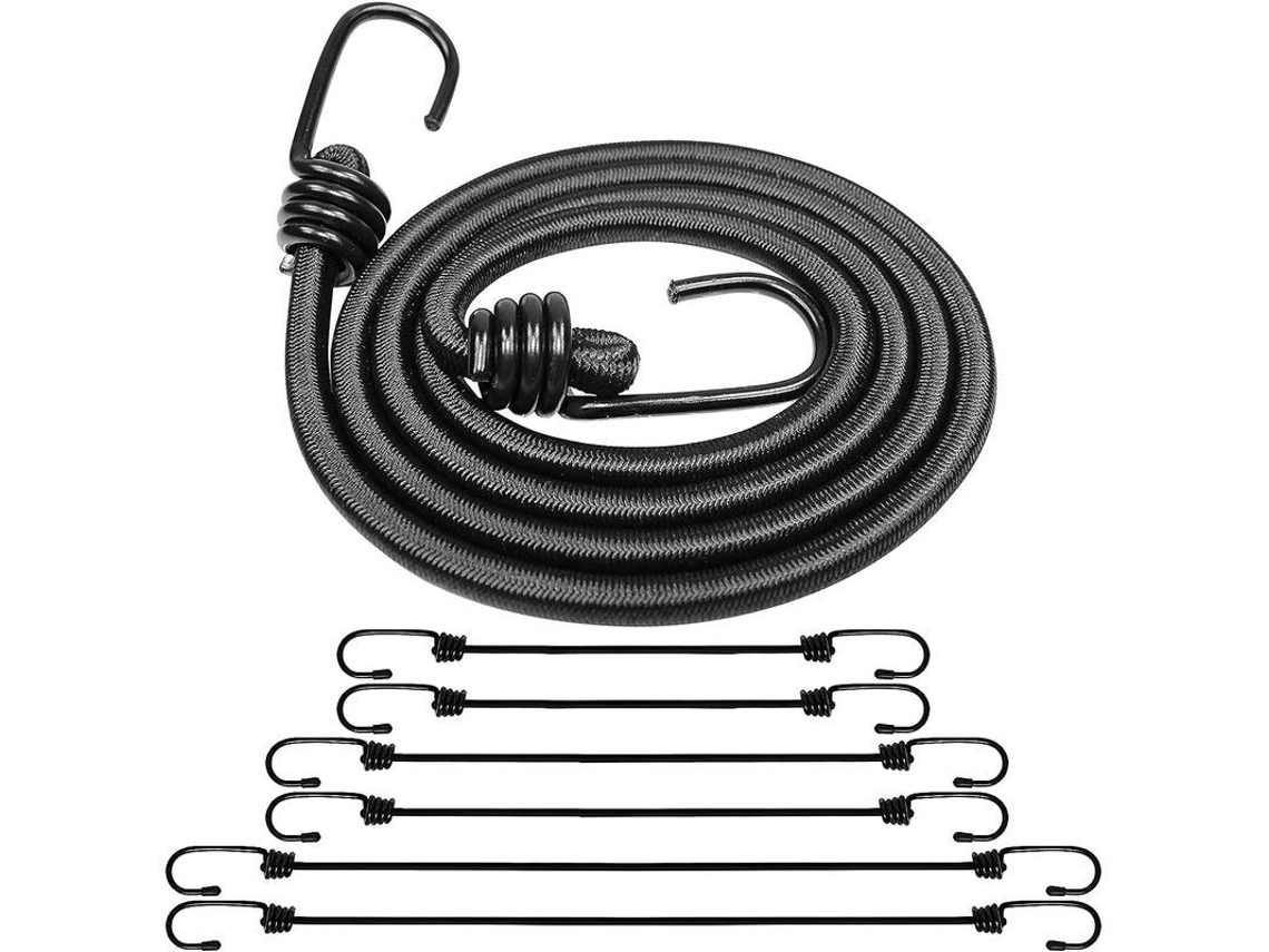 Correas elásticas, 6 piezas de correas elásticas resistentes con ganchos, 3 longitudes diferentes.