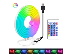 Tira de LED de silicona flexible USB, luz de neón RGB con control remoto infrarrojo de 24 teclas para sala de estar, hogar, fiesta, Gertiz (4 m)