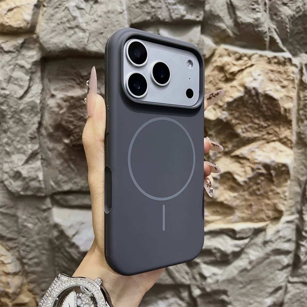 (iphone 17 Pro, Gris) Funda Magnética Magsafe Para Teléfono, Material De Silicona Líquida, Suave Al Tacto.