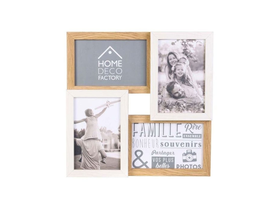 Fotos de madera y piel de miel blanca de 10 x 15 cm. Familia de 4. The Home Deco Factory.
