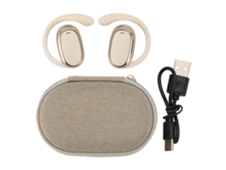 Auriculares Inalámbricos Bluetooth Supraaurales Con Gancho Para La Oreja Y Estuche De Carga Con Pantalla Led Beige.