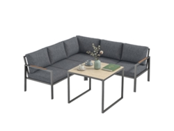 Conjunto de muebles de jardín de 3 piezas para 5 personas: 2 sofás y mesa de centro - Gris