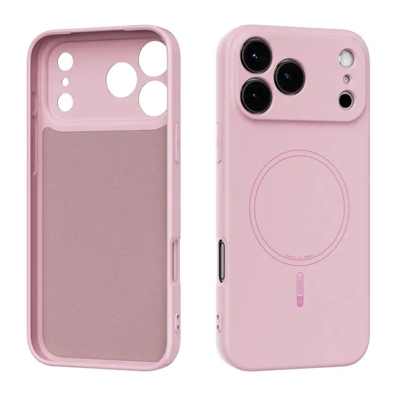 (rosa, Iphone 14 Pro Max) Funda Magnética De Silicona Líquida Suave Para Iphone, Resistente A Caídas, Con Carga Inalámbrica.