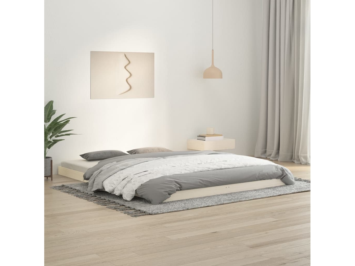 Estructura De Cama Sin Colchón Madera De Pino Blanca 150x200 Cm