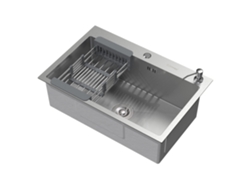 Fregadero encastrado de acero 68x45 cm con desagüe, dosificador de jabón y escurridor de cesta ML-DESIGN