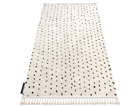 Alfombra Berber Syla B752 Puntos Crema Franjas Bereber Marroquí Shaggy (240 x 330 cm)