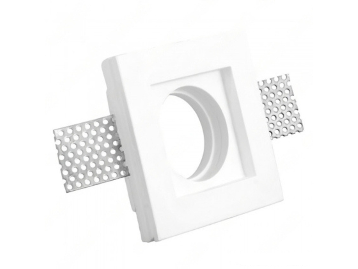 Portalámparas Empotrable Cuadrado Blanco En Escayola 100x100x30 Mm Para Led Gu10 Y Gu5.3