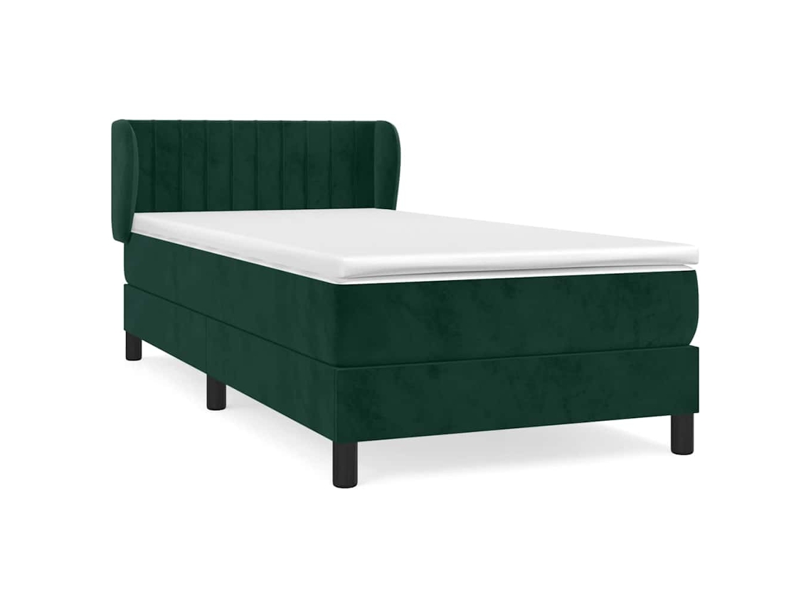 Maison Exclusive - Cama Box Spring Con Colchón Terciopelo Verde Oscuro 90x190 Cm