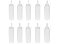 Botellas De Salsa Prensadas De Pe Espesoradas Para Condimentos Mermeladas Con Tapa Sellada Resistente Al Calor 360ml 10 Unidades