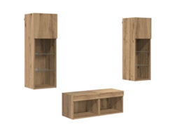 Maison Exclusive - Gabinetes De Pared Para Tv 4 Pcs Roble Negro