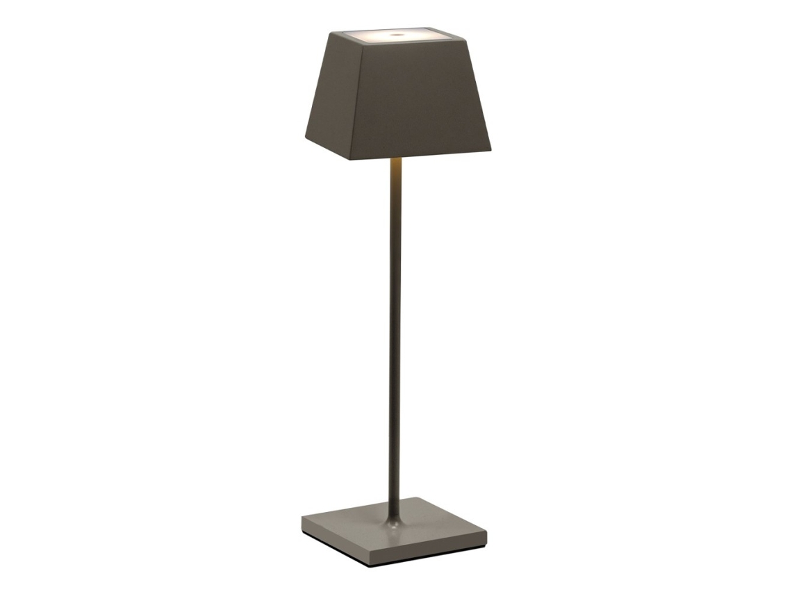 Lámpara de mesa LED Siesta gris tórtola IP54 portátil y recargable ROSSINI ILLUMINAZIONE