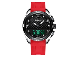 Reloj Deportivo Hombre Impermeable Moda Correa Roja Caja Plata Biden