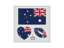 (Australia) Juego de 50 tatuajes temporales con la bandera del país, pegatinas faciales a base de agua para transferencia.