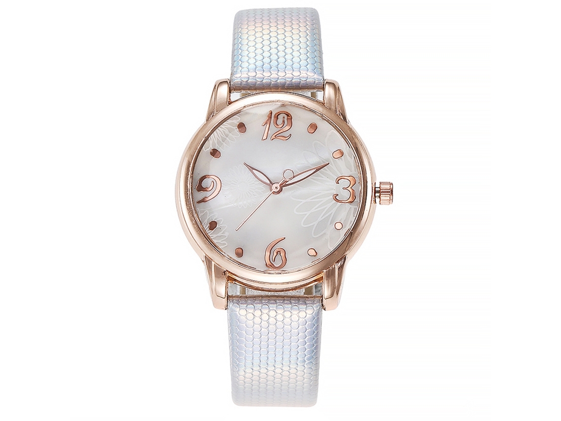 Reloj De Pulsera De Cuarzo Para Mujer Con Correa De Pu, Estilo Sencillo, Plateado.