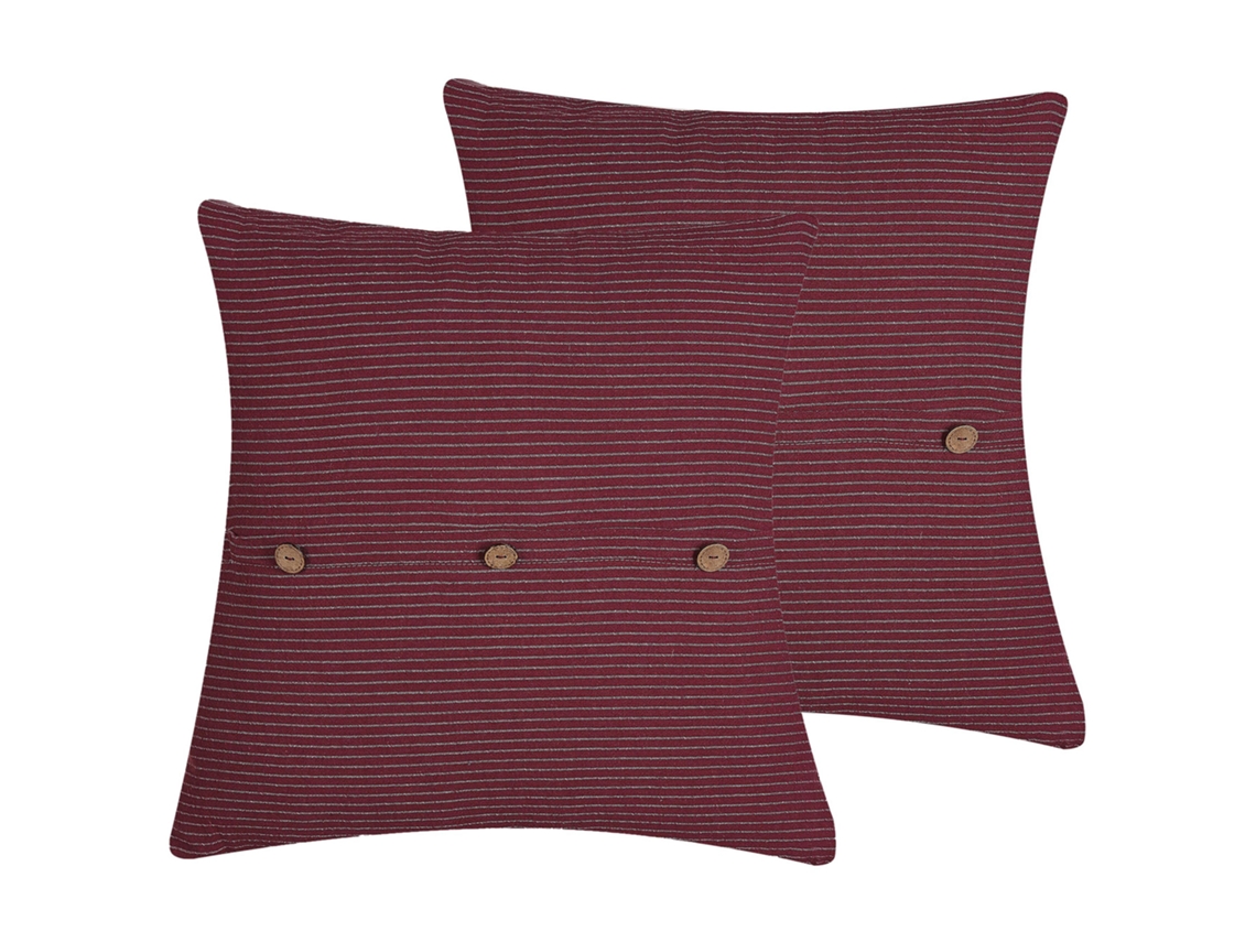 Juego de cojines decorativos BELIANI Campanula de Poliéster, Algodón Rojo 43x43x6