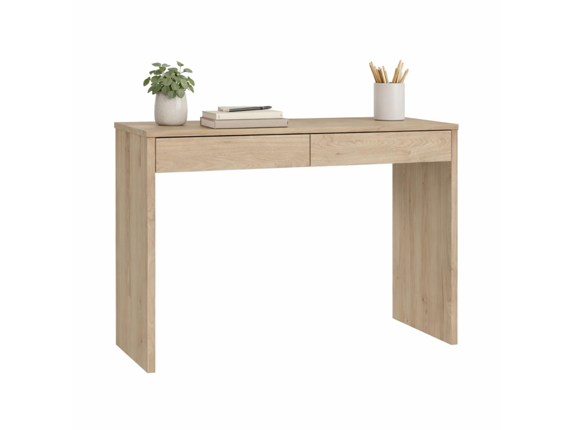 Mesa Escritorio De Estudio Jucar Oak Con 2 Cajones  Roble 101x40x77 Cm