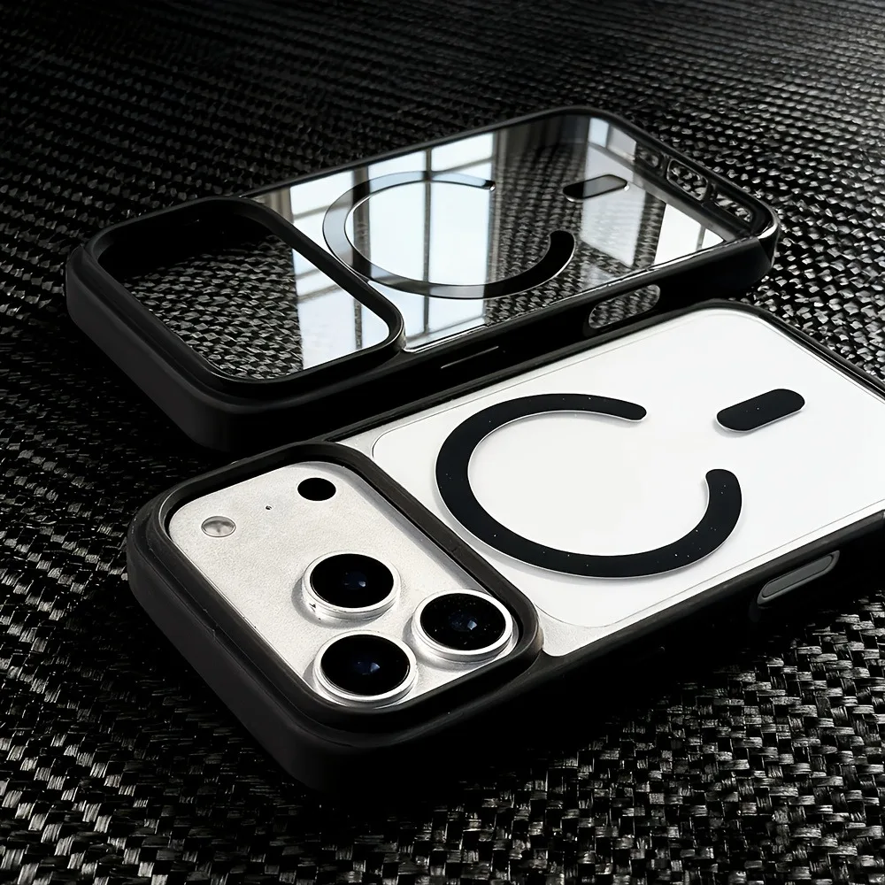 (iphone 15 Negro) Funda Magnética Transparente Para Iphone, Funda Elegante Para Teléfono