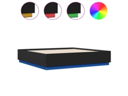 Maison Exclusive - Estructura Cama Con Luces Led Madera Ingeniería Negro 200x200cm