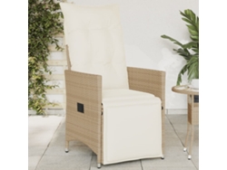 Silla de jardín reclinable DKD Home Decor con cojines, mimbre beige PE