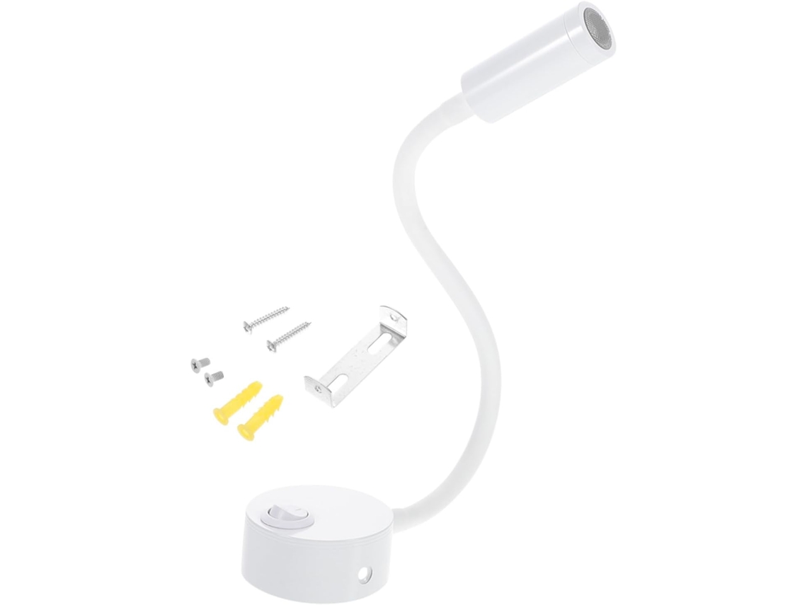 Lámpara De Lectura Led Blanca Flexible De 3 W Con Interruptor Compacto Para Dormitorio Y Autocaravana.
