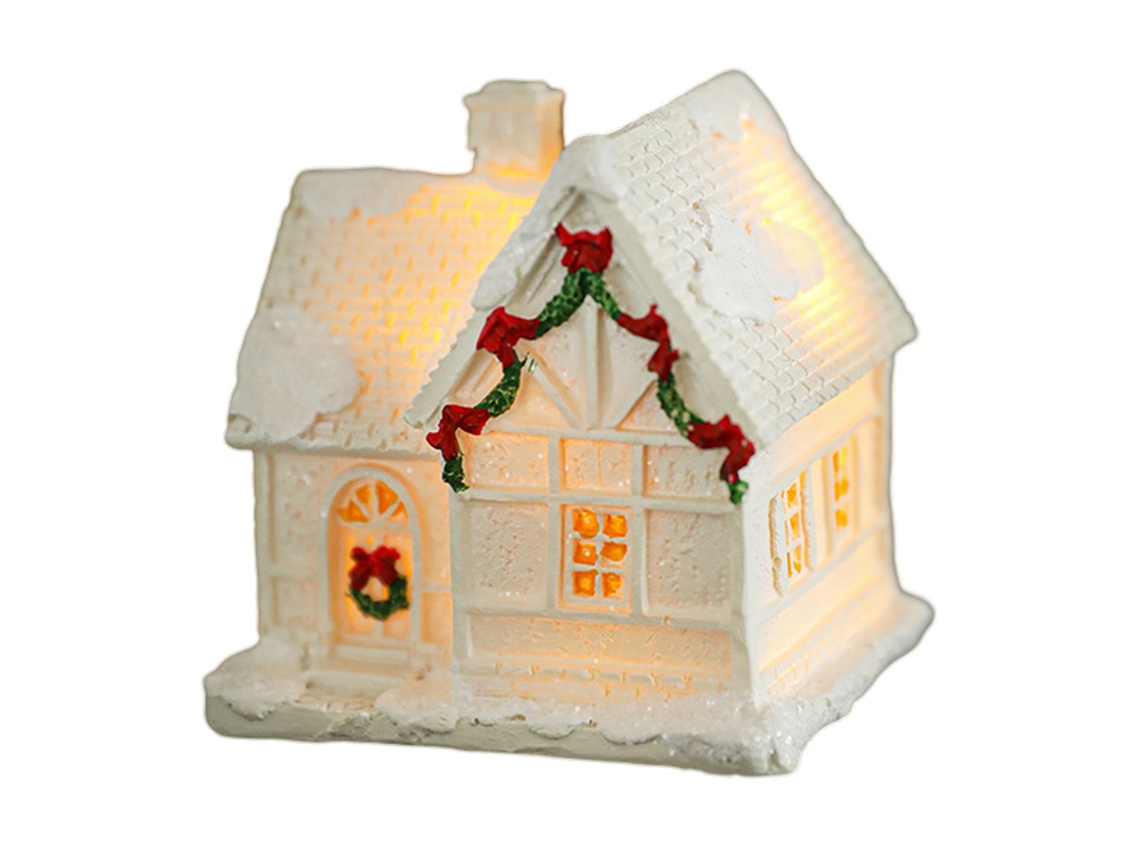 Casa navideña decorativa con luces, escena de resina TRUYUETY