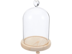 Elegante Campana Cristal Forma Corazón Madera Reforzada Acabado Figuritas Flores Base Liso