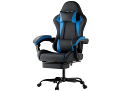 Silla de oficina ergonómica, fabricada en PVC, con soporte lumbar y para la cabeza, altura regulable, color azul, capacidad de carga de 300 kg.