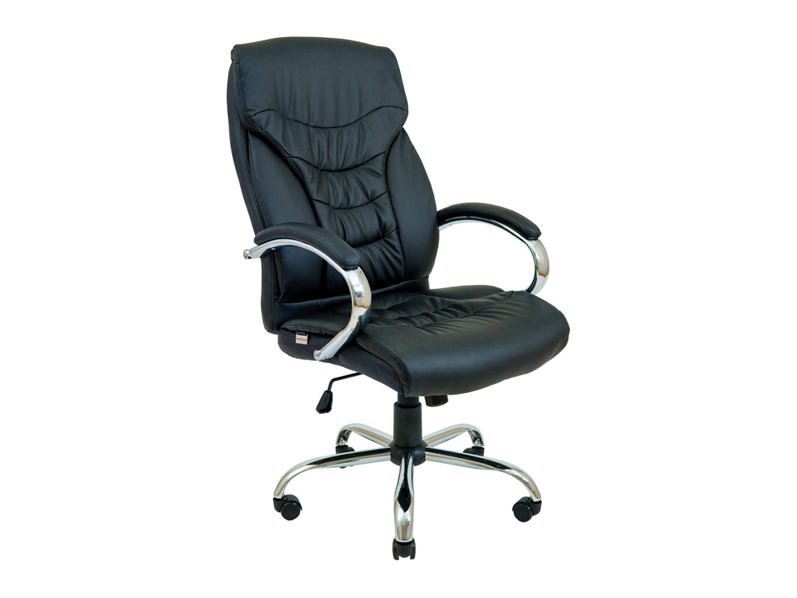 Silla de oficina reclinable Rondi Cagliari Chrome M 1 en PU negro