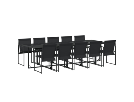 Conjunto 11 de comedor de jardín VIDAXL textileno negro