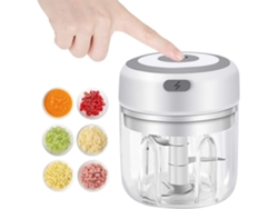 Molinillo de ajo eléctrico de 250 ml, recargable por USB, para ajo, jengibre, pimienta y verduras, color blanco