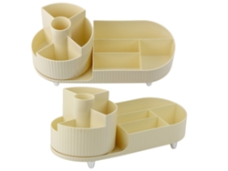 Organizador de cosméticos multifuncional, giratorio, espacioso, beige B.active