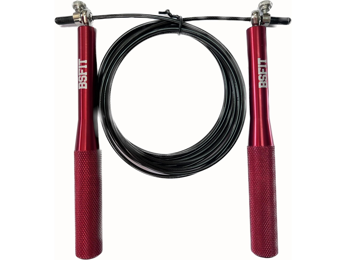 Cuerda para saltar profesional de aluminio BSFIT. Salta hacia la excelencia con accesorios para salto y mayor velocidad. Ideal para boxeo (aluminio rojo).
