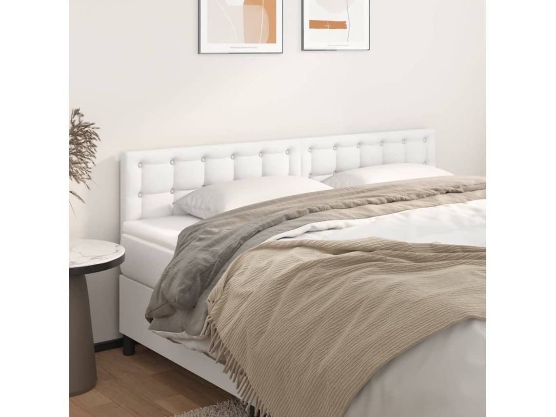 Cabeceros 2 unidades de cuero sintético blanco 80x5x78/88 cm