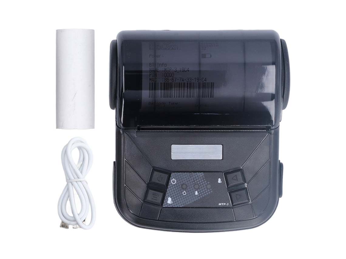 Impresora térmica de recibos de alta velocidad de 80 mm con Bluetooth para supermercados y restaurantes (sin cubierta) - Negra