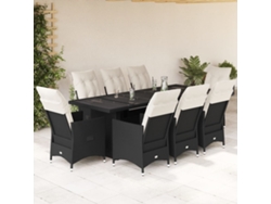 Conjunto de bistró de jardín de 9 piezas DKD Home Decor con cojines de mimbre negros