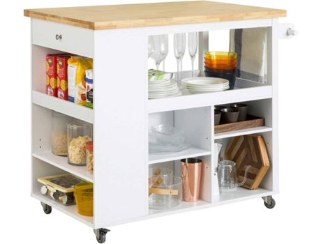 Carrito SOBUY (Marrón, Blanco - 108x60x96 cm)