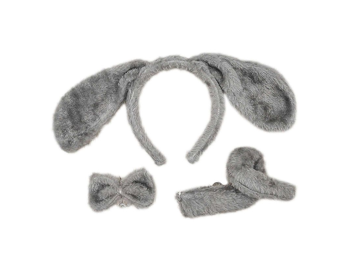 Conjunto De Tiara Para Perros Con Orejas Largas, Lazo Y Cola Para Fiestas Y Cosplay.