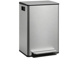 Cubo de basura de 50 l con pedal, contenedor interior extraíble y tapa de cierre suave, gris plateado, 41,7 x 36,6 x 62 cm, Bga Store