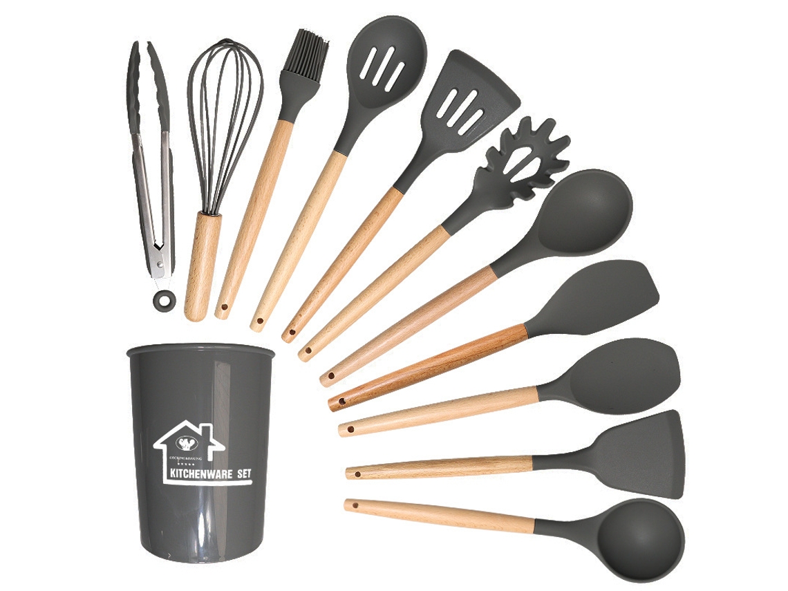 Set de cocina de silicona SZSMART CF01 espátula y cuchara 12pcs - gris