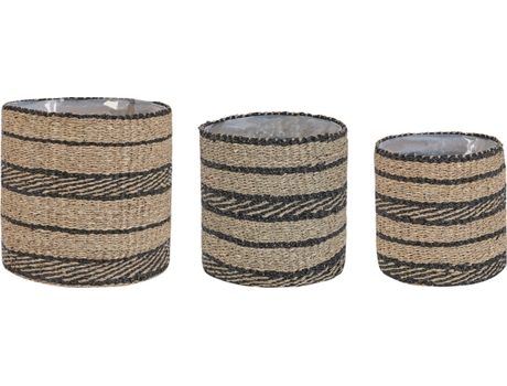 Conjunto de 3 macetas de algas marinas natural/negro BELIANI Rasbora