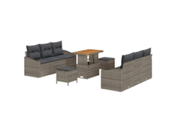Maison Exclusive - Conjunto De Sofá De Jardín Con Cojín Con Almohada 9 Pcs Gris