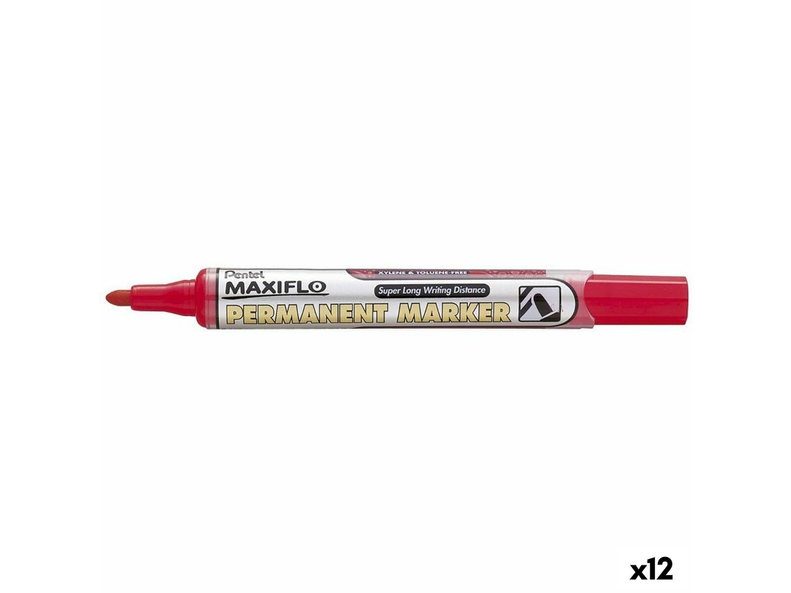 Rotulador Permanente PENTEL Nlf50 Rojo 12 Unidades