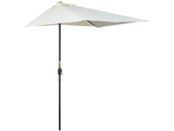 Sombrilla de media pared 230x130x245 cm con manivela, resistente al agua y con protección UV30, color beige.