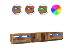 Mueble de TV con luces LED, fabricado en madera recuperada, EXCLUSIVO DE LA CASA