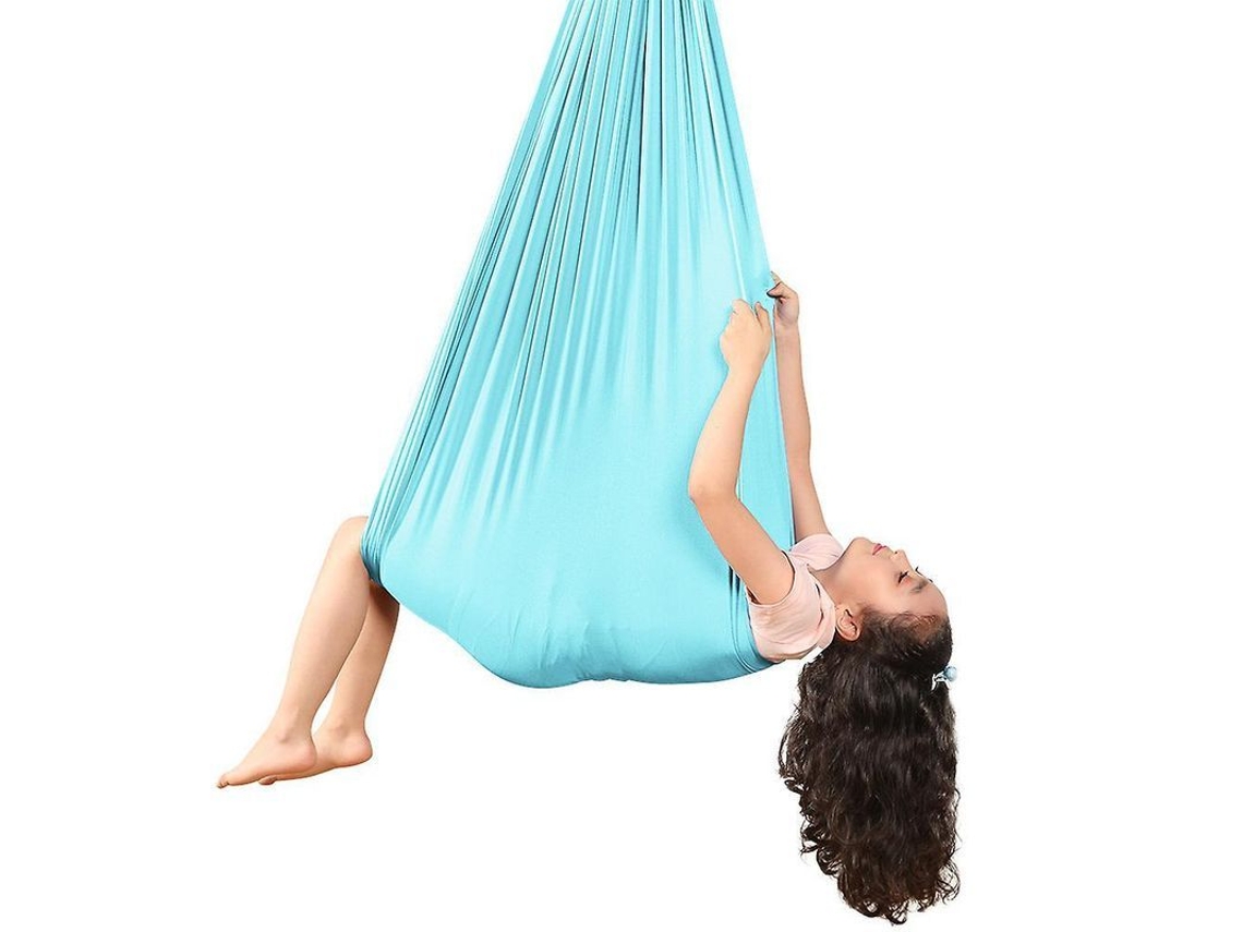 2026-colchoneta Aérea De Yoga Infantil 100% Nylon Elástica Columpio Antigravedad 280*100cm Para Entrenamiento Sensorial Interior/exterior Azul Lago