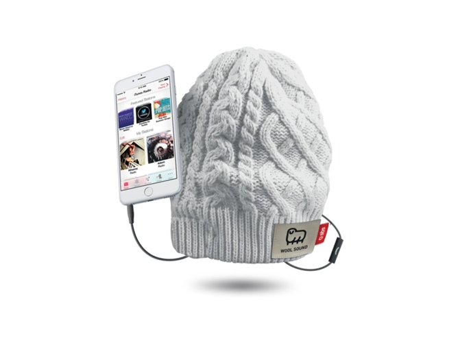 Gorro WOOL con auriculares + Micrófono SBS Blanco
